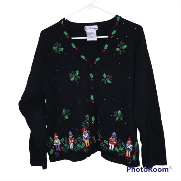 BP Design Sweaters - B.P. Design L Women’s Ugly Nutcracker Christmas Knit Cardigan Sweater